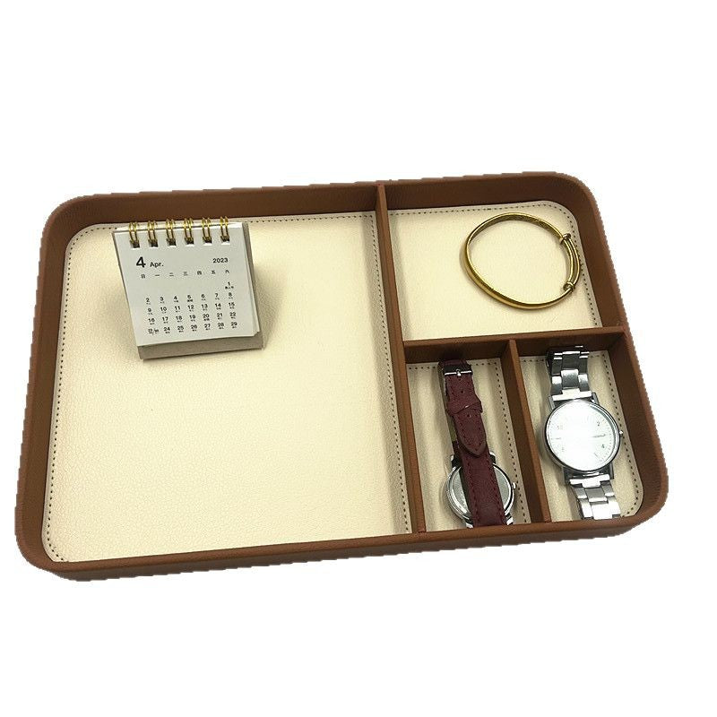 Leather Valet Tray Organizer - Minimalist Desk & Bedside Storage